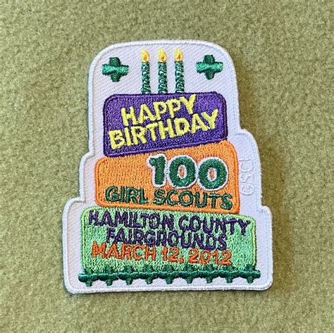 Girl Scout Central Indiana 100th Anniversary Patch Happy Birthday 100