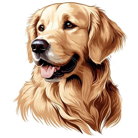 Premium Vector Cute Golden Retriever Dog Cartoon Vector Style White