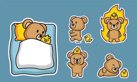 Cute Teddy Bear Sticker Illustration Graphic by guavanaboy · Creative ...