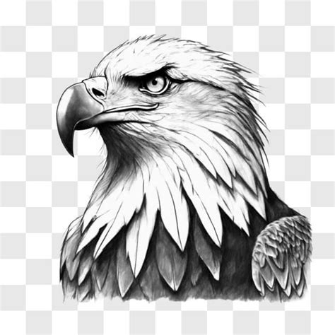 Descarga Impresionante dibujo de cabeza de águila en blanco y negro