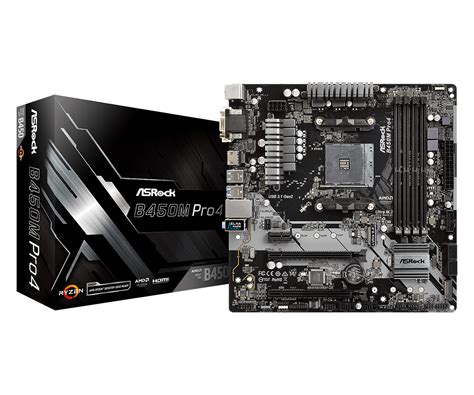 ASRock B450M PRO4 AM4 AMD B450 SATA 6Gb S USB 3 1 HDMI Micro ATX AMD