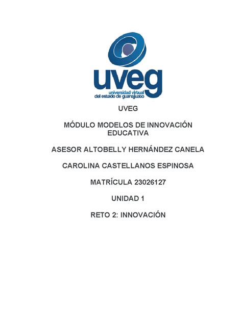 Castellanos Carolina R2 U1 UVEG MÓDULO MODELOS DE INNOVACIÓN