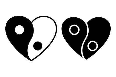 Ying yang en forma de corazón Vector Gratis