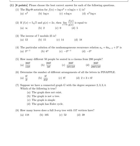 Solved Points Please Choose The Best Correct Answer Chegg