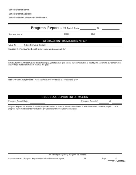 Massachusetts Progress Report On Iep Fill Out Sign Online And