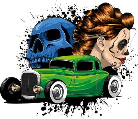 Tirage D Illustration Vectorielle De Voiture Hot Rod Vecteur Premium