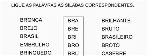 Palavras Que Começam Com Bru - Pedagogas da paz: Atividade BR - bra bre bri bro bru - SÍLABAS COMPLEXAS