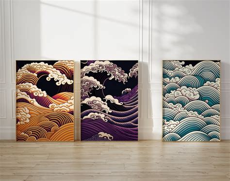 Japanese Prints Set of 3 Gallery Wall Set Asian Wall Art Ukiyo-e ...