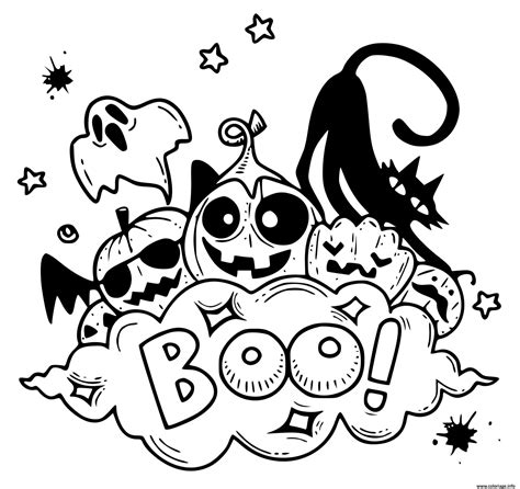 Coloriage Boo Fantomes Et Citrouilles Dessin Halloween Imprimer