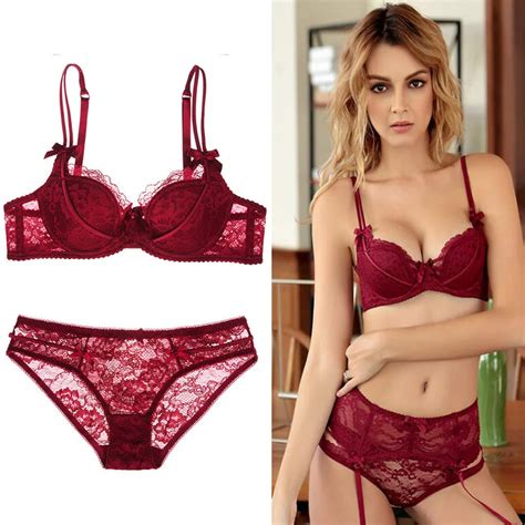 Hot Sale Women Lingerie Sexy Lace Bra Set Push Up Transparent Sexy Bra