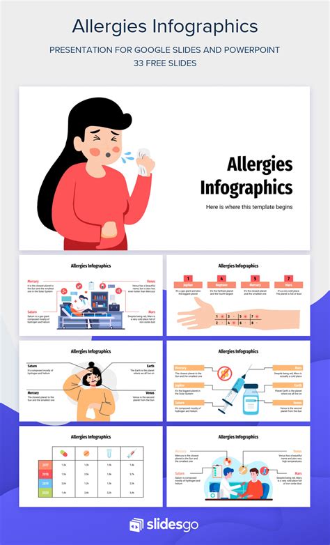 Edit This Colorful Set Of Infographics To Explain Data About Allergies