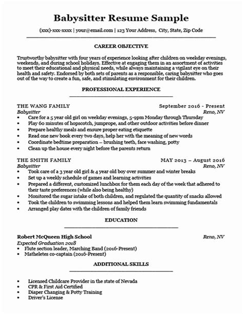 30 Examples Of Nanny Resumes Example Document Template