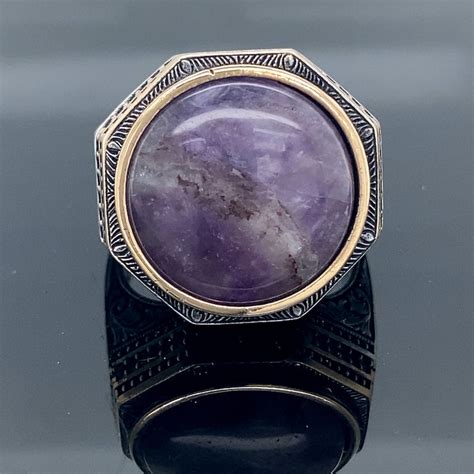 Natural Amethyst Men S Ring Silver Handmade Ring Etsy