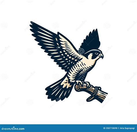 Peregrine Falcon Hand Drawn Vector Illustration Graphic Stock