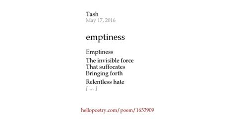 emptiness by Tash - Hello Poetry