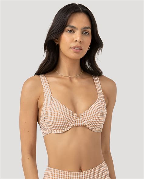 Lola Check Panelled Underwire Bikini Top Chances Surf Nz