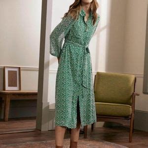 Boden Dresses Boden Abigail Midi Shirt Dress Palm Leaf Ditsy Daisy