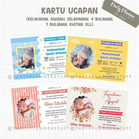 Jual Kartu Ucapan Tasyakuran Aqiqah Stiker Ucapan Syukuran Kelahiran Selapanan Anak Ucapan