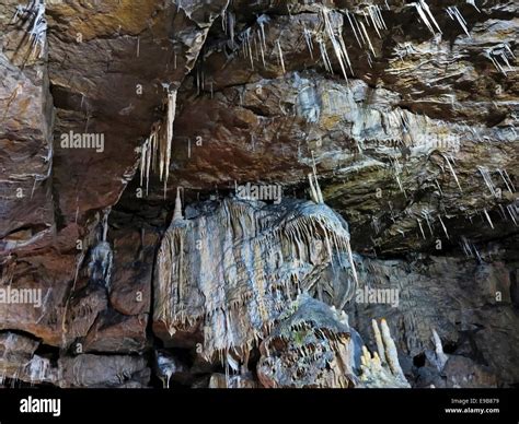 Stalagmites And Stalactites Inside Poole S Cavern A Limestone Show Cave