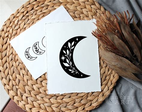 Moon Svg Bundle Boho Moon Phases Svg Floral Moon Svg File Etsy Canada