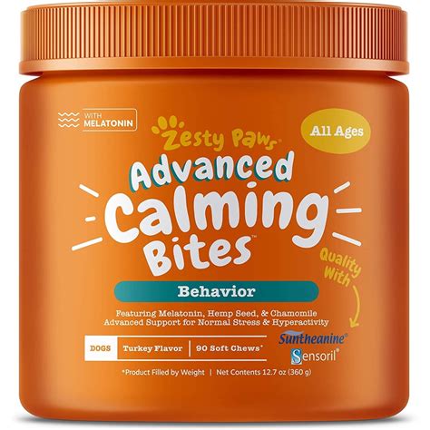 Zesty Paws Calming Bites For Dogs Anxiety Composure Relief With