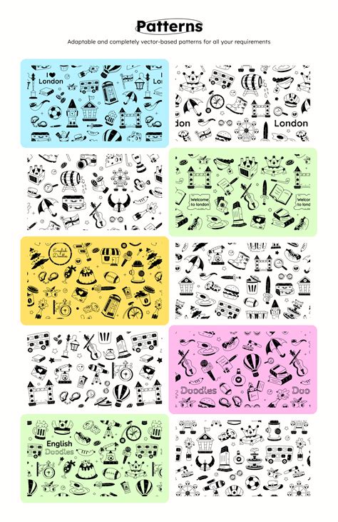 English Doodle Pack on Yellow Images Creative Store - 134389