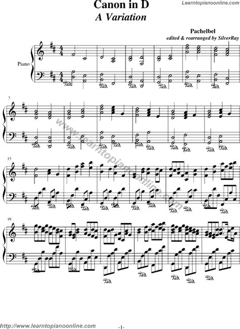 Canon in D by Pachelbel Free Piano Sheet Music | Learn How To Play ...