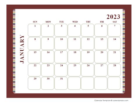 2023 Calendar Template Large Boxes Free Printable Templates