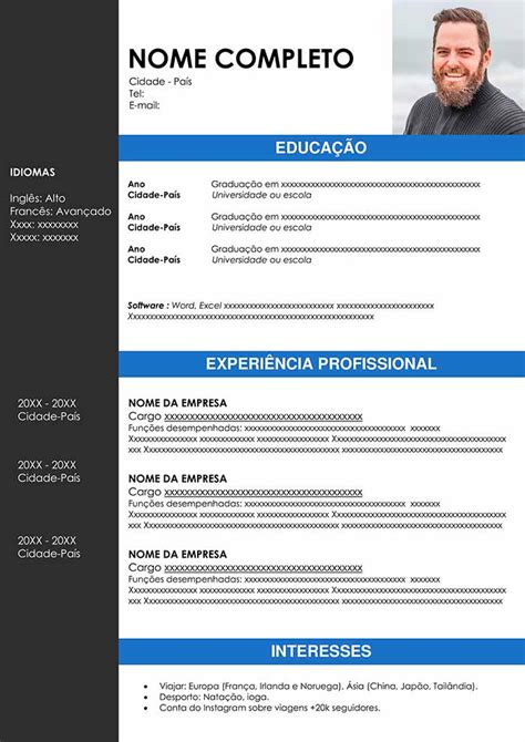 Baixar Um Extracto De Curriculo Vitei Modelo De Curriculo Preenchido Para Baixar Em Word Cv