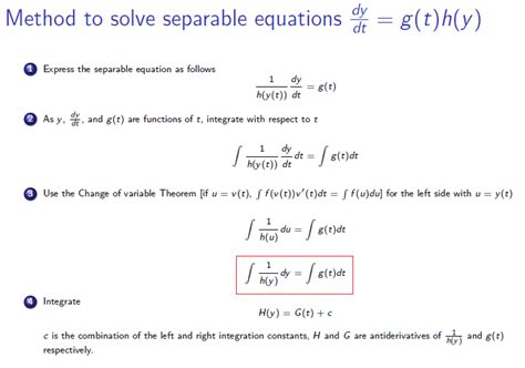 integration - Understanding the Step of Solving Separable Equations ...