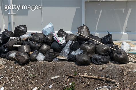 Dumpsters Being Full Overflowing Garbage Bins With Household Waste