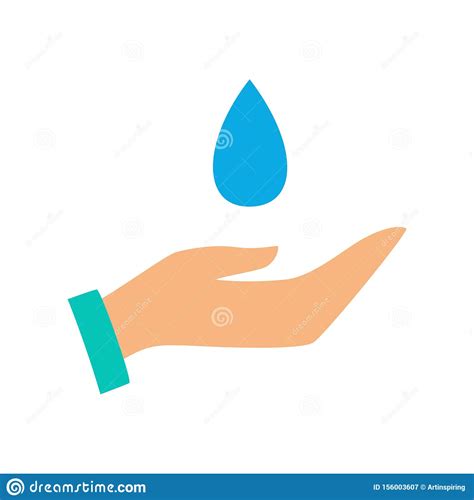 Hand And Water Drop Icon Save Clean Water Symbol Stock Vector