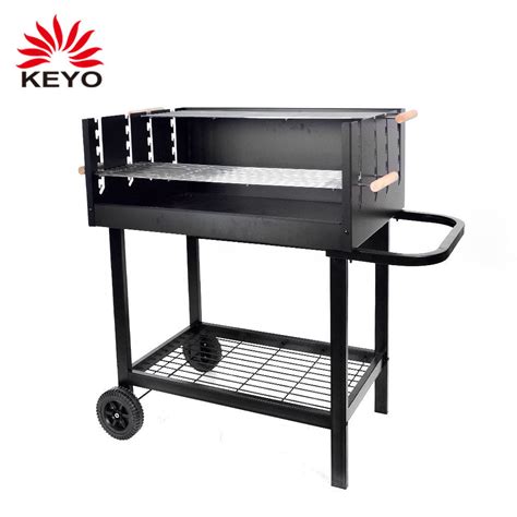 Patio Trolley Barbeque Forest Wood Burning Rectangle Charcoal BBQ Grill