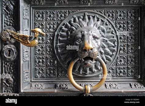 Lion Head Door Knocker On The Entrance Portal Cologne Cathedral