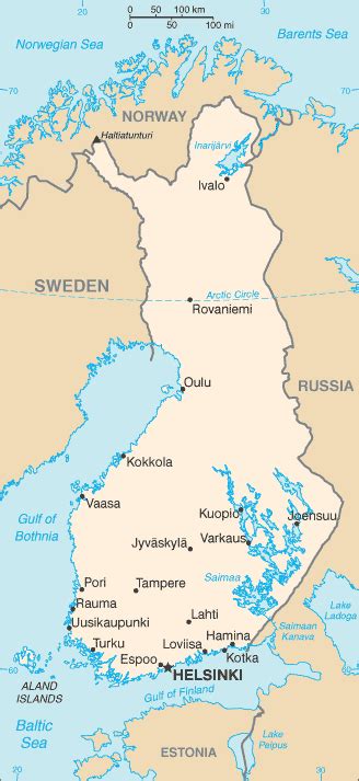 Finlandia Mapa Mapy Finlandii Travelin