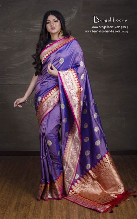 Pure Katan Silk Banarasi Saree In Mauve And Red Saree Banarasi