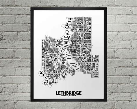 Lethbridge Neighbourhood City Map Print Handmade - Etsy Canada | Map print, Map design, City map