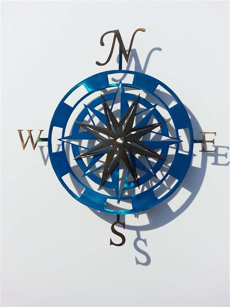 Blue and Gold Compass Rose metal wall art | Gold compass, Metal wall ...