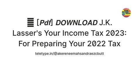 J K Lasser S Your Income Tax For Preparing Your