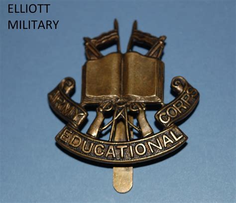 Army Education Corps Brass Cap Badge 1st Pattern Elliott Military