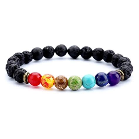 Pcs Fashion Style Chakra Healing Beaded Bracelet Natural Lava Stone