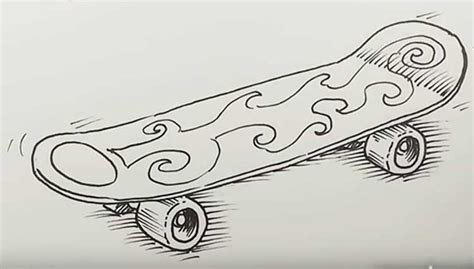 Skateboard Drawing Trippy Easy Sketch And Step By Step