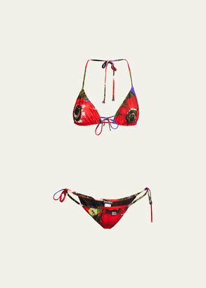 Dolce Gabbana Flower Power Two Piece Triangle Bikini Set Shopstyle