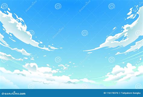 Vector Illustration of Cloudy Sky in Anime Style. Stock Illustration ...