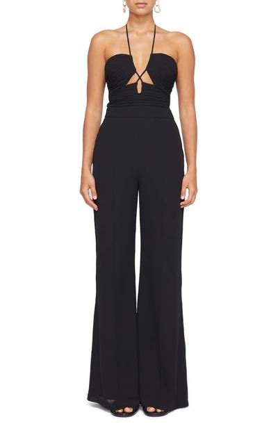 Simkhai Gala Plunge Neck Wide Leg Jumpsuit In Black Modesens