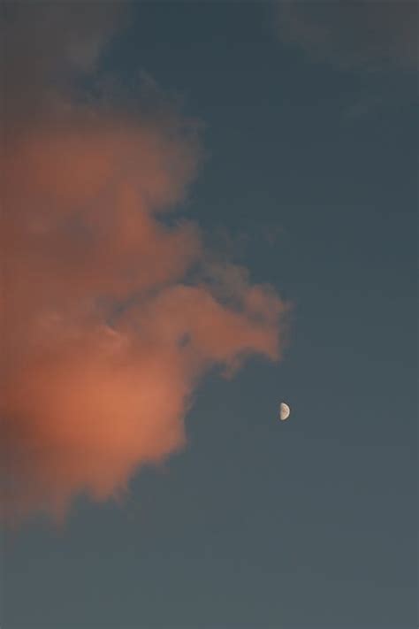 Pink Clouds and Moon on an Evening Sky · Free Stock Photo