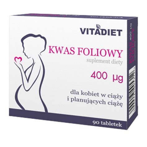 Kwas foliowy 400 µg tabletki 90 szt VitaDiet