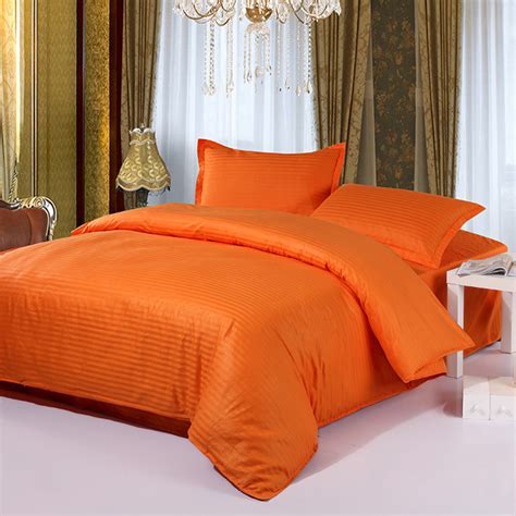 Hot Sale 4pcs Orange Bedding Comforter Set Tribute Silk Queen Size Bedsheet Cotton Hotel Duvet