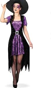 Karnevalsteufel Damen Kost M Hexe Violetta Violett Schwarz Witch