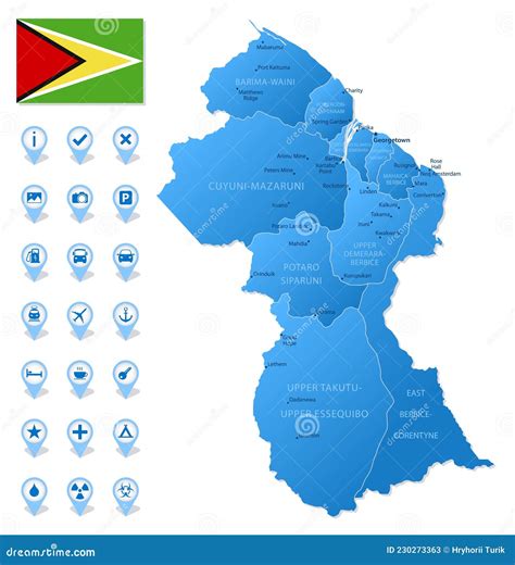 Guyana - Infographic Map - Detailed Vector Illustration Royalty-Free